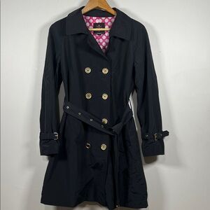 Isaac Mizrahi polka dot lined trench coat